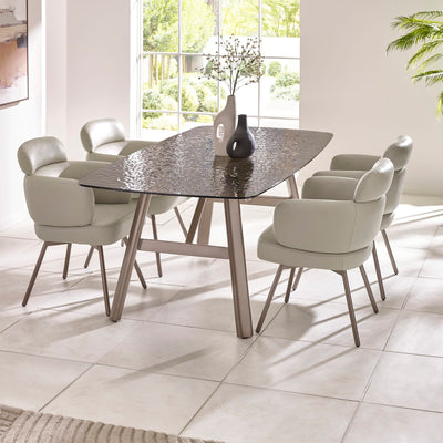 Callisto 200cm Rectangular Smoked Bubble Glass Dining Table