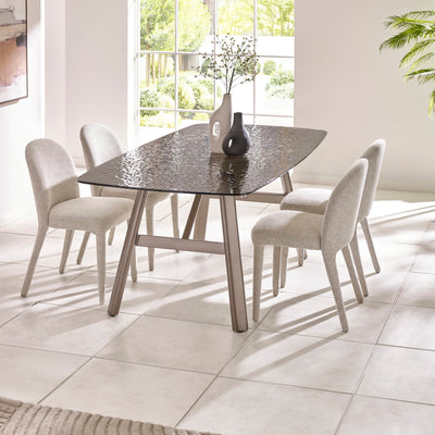 Callisto 200cm Rectangular Smoked Bubble Glass Dining Table