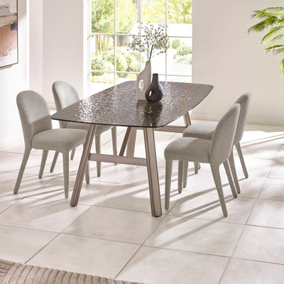 Callisto 200cm Rectangular Smoked Bubble Glass Dining Table