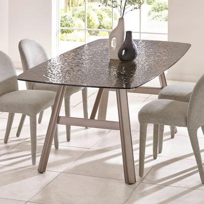 Callisto 200cm Rectangular Smoked Bubble Glass Dining Table