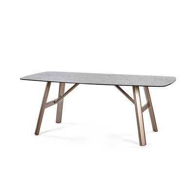 Callisto 200cm Rectangular Smoked Bubble Glass Dining Table