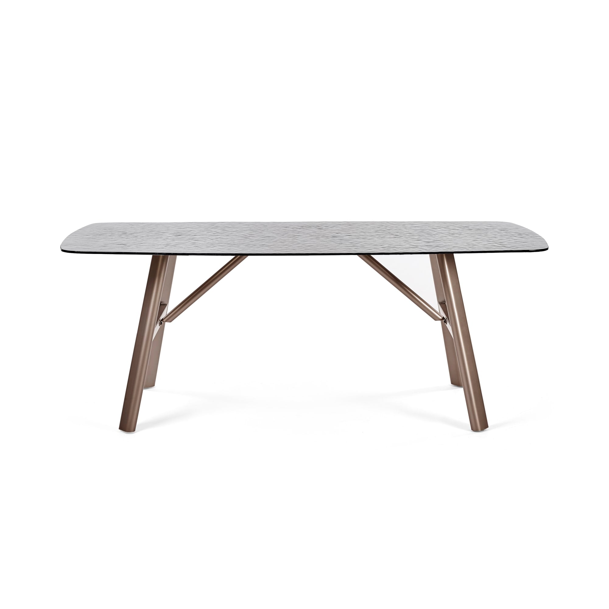 Callisto 200cm Rectangular Smoked Bubble Glass Dining Table