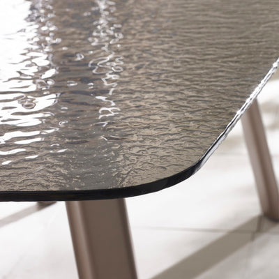 Callisto 200cm Rectangular Smoked Bubble Glass Dining Table