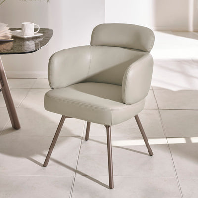 Set of 2 Callisto Beige Faux Leather Swivel Dining Chairs