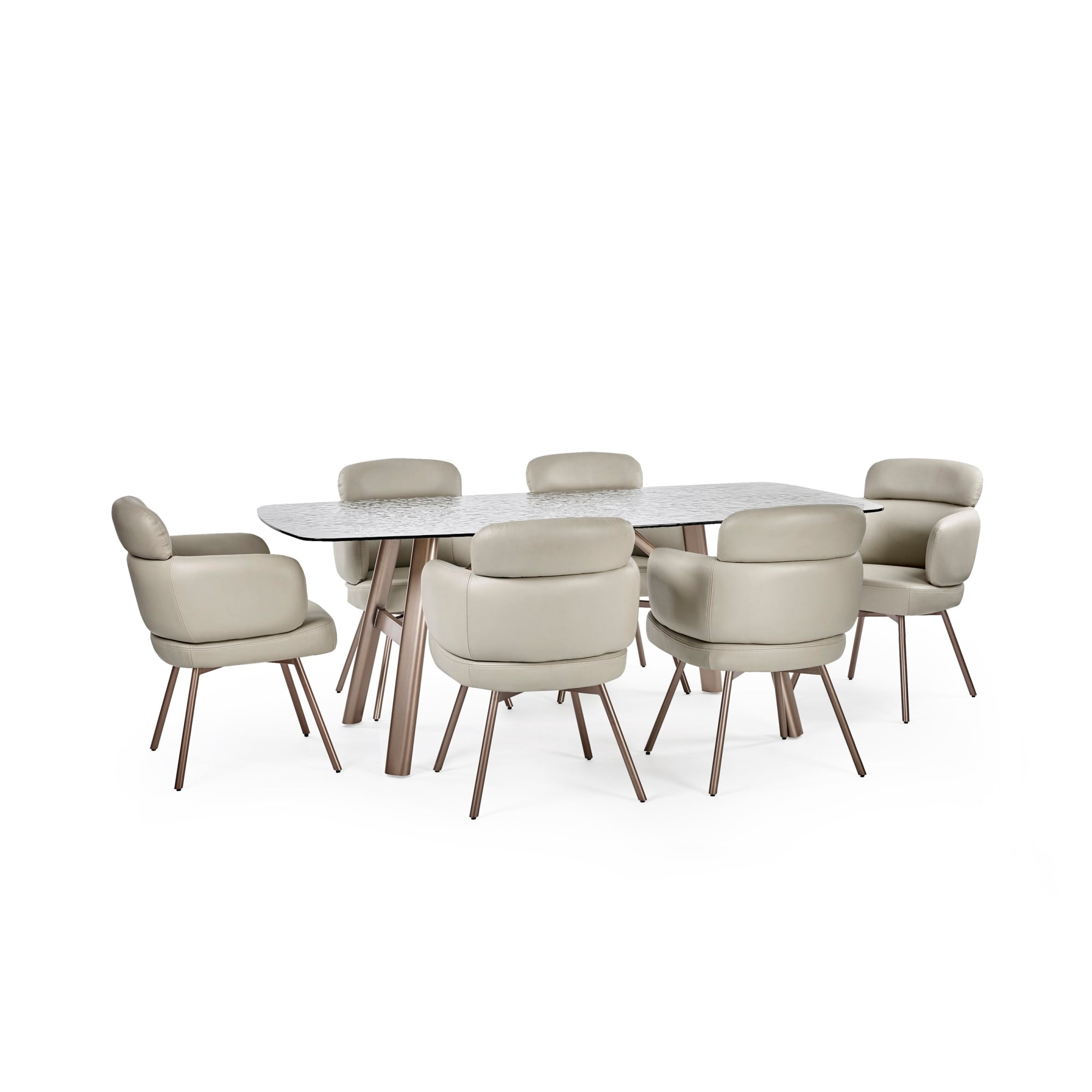 Set of 2 Callisto Beige Faux Leather Swivel Dining Chairs