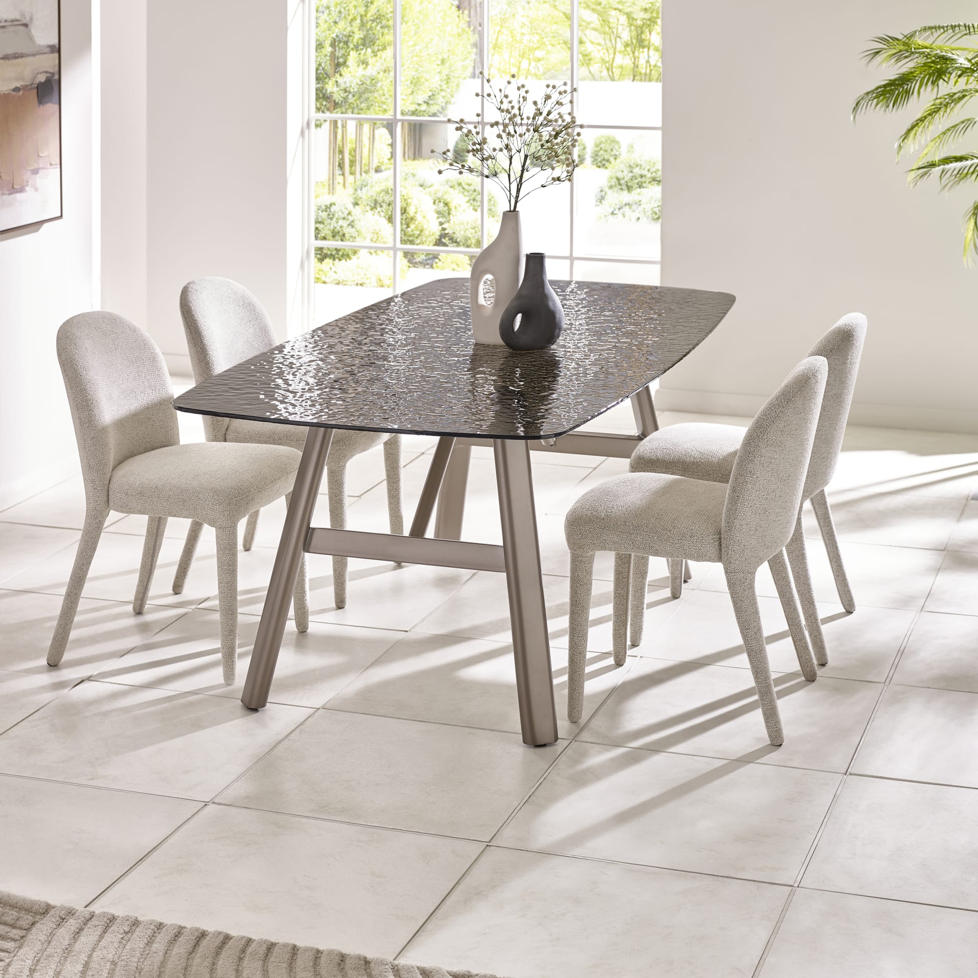 Set of 2 Callisto Beige Faux Leather Swivel Dining Chairs