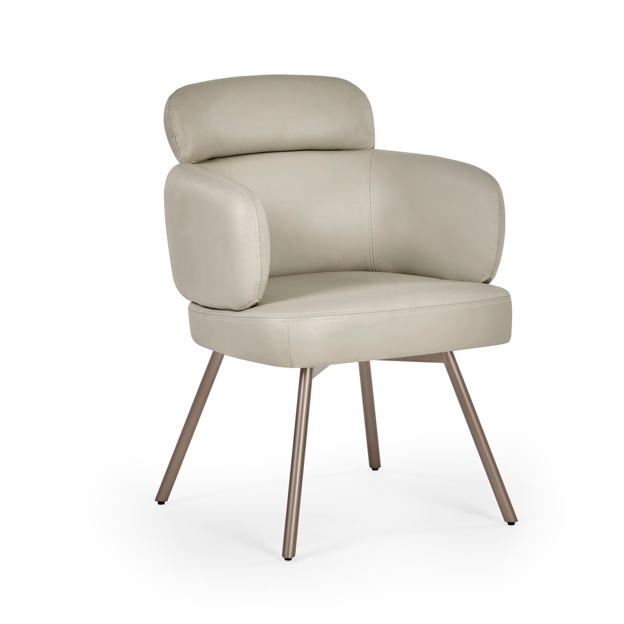 Set of 2 Callisto Beige Faux Leather Swivel Dining Chairs