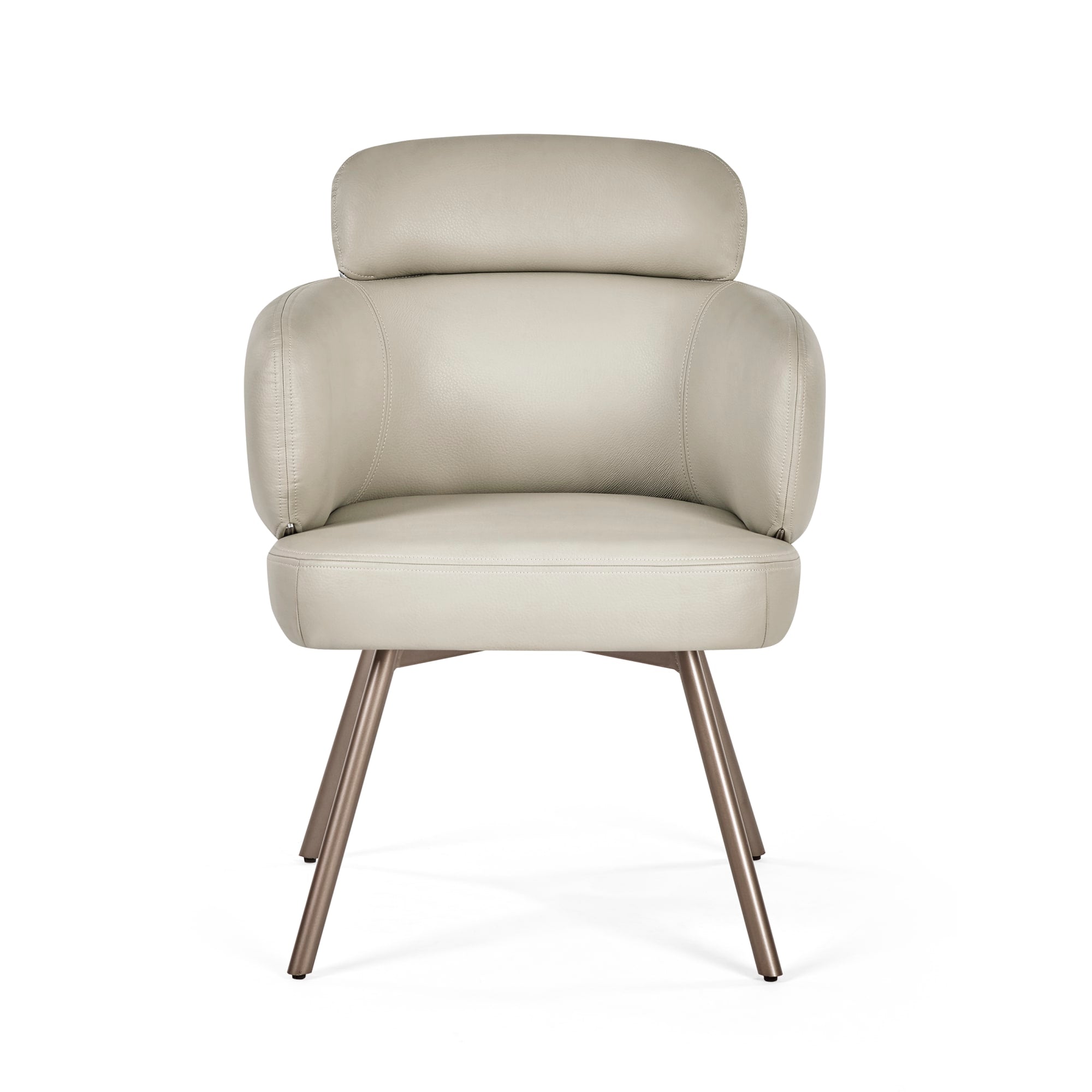 Set of 2 Callisto Beige Faux Leather Swivel Dining Chairs