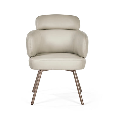 Set of 2 Callisto Beige Faux Leather Swivel Dining Chairs