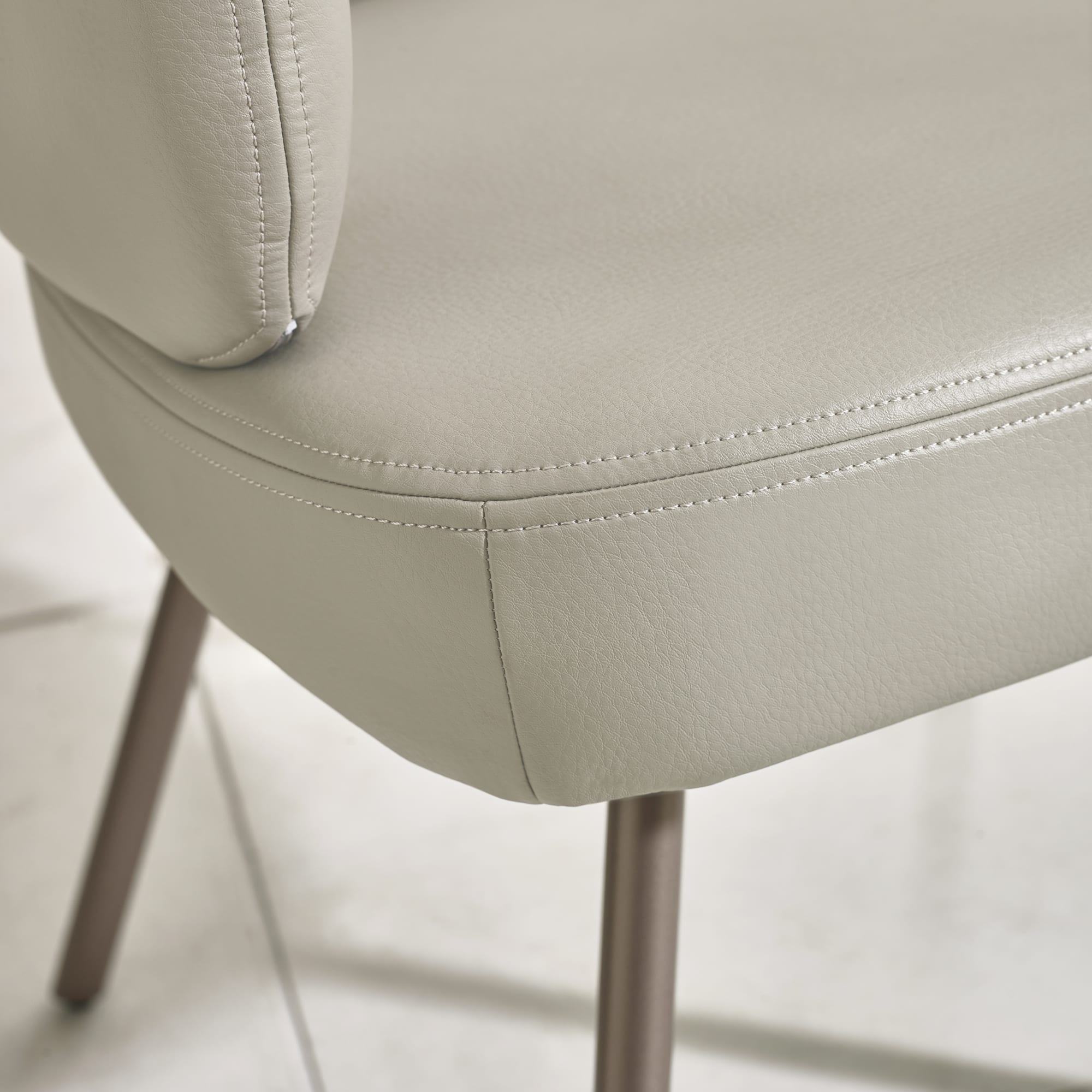 Set of 2 Callisto Beige Faux Leather Swivel Dining Chairs