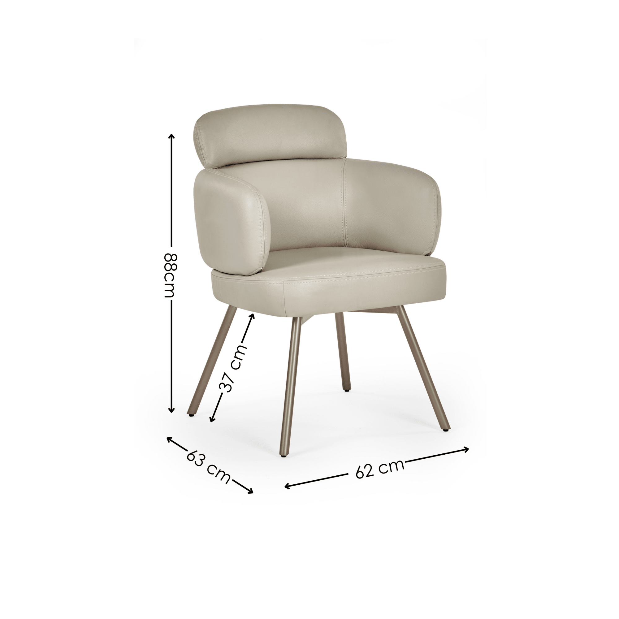 Set of 2 Callisto Beige Faux Leather Swivel Dining Chairs