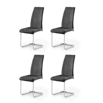 Set Of 4 Calabria Velvet Cantilever Chairs - Grey
