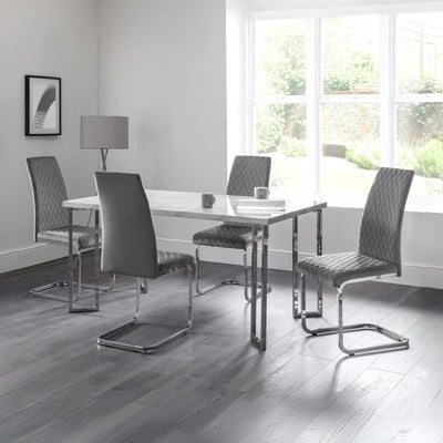 Set Of 4 Calabria Velvet Cantilever Chairs - Grey