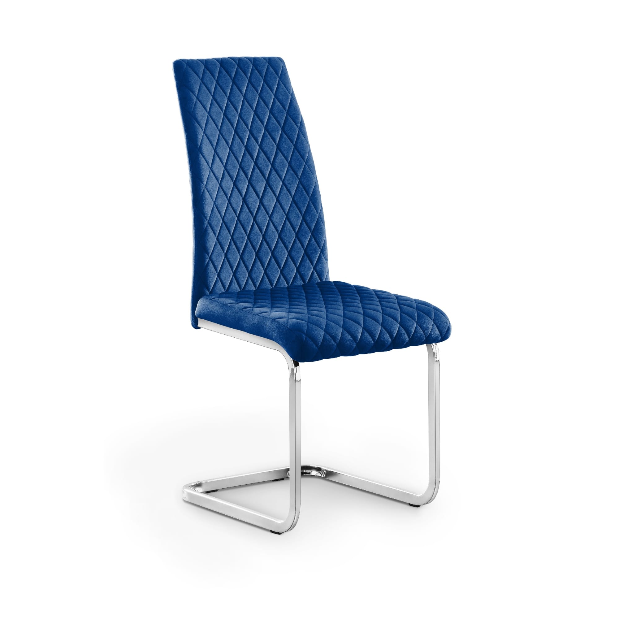 Set Of 4 Calabria Velvet Cantilever Chairs - Blue