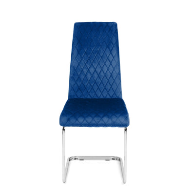 Set Of 4 Calabria Velvet Cantilever Chairs - Blue