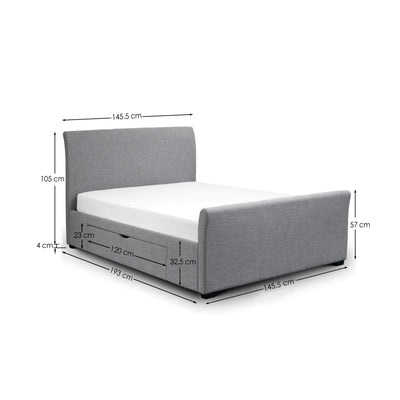 Capri Light Grey with Drawers 135cm Double Bed