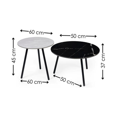 Casper Set of Side Tables Grey and Black