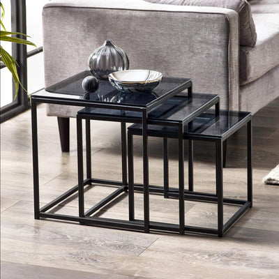 Chicago Nest Of 3 Tables Smoked Glass