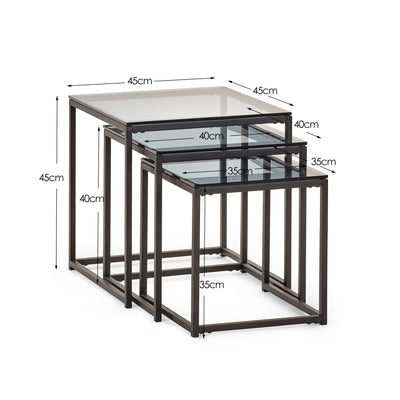 Chicago Nest Of 3 Tables Smoked Glass