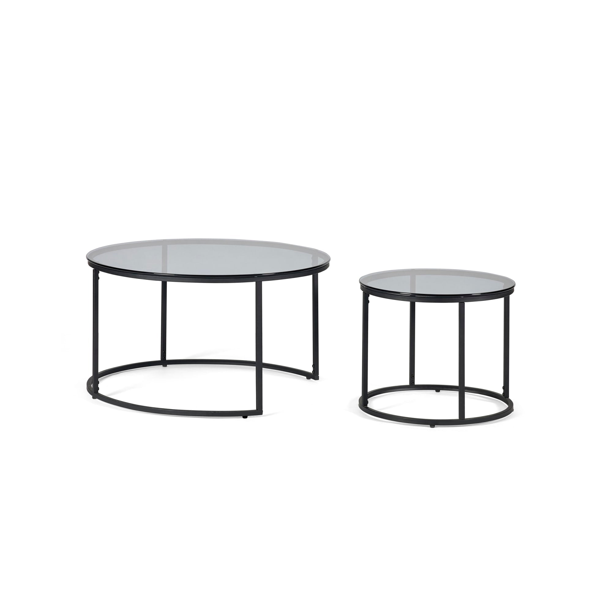 Chicago Round Nesting Coffee Tables Smoked Glass