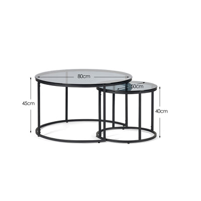 Chicago Round Nesting Coffee Tables Smoked Glass