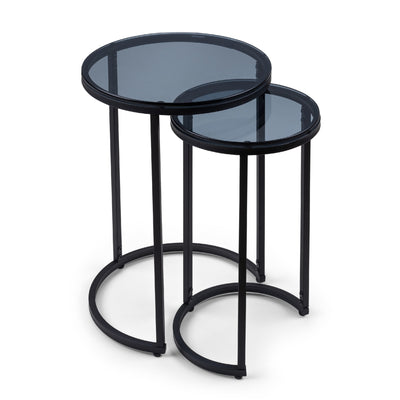 Chicago Round Nesting Side Tables Smoked Glass