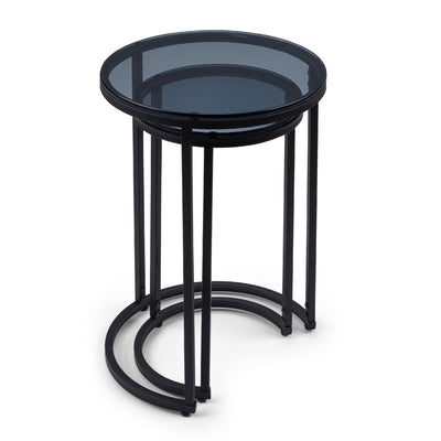 Chicago Round Nesting Side Tables Smoked Glass