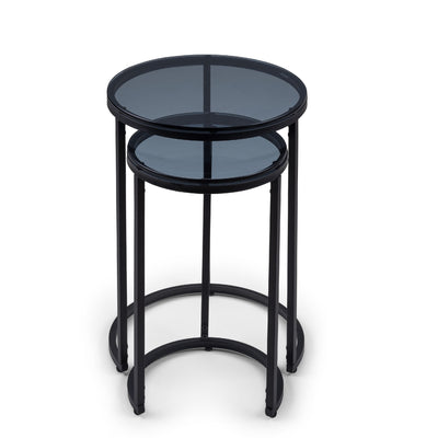 Chicago Round Nesting Side Tables Smoked Glass