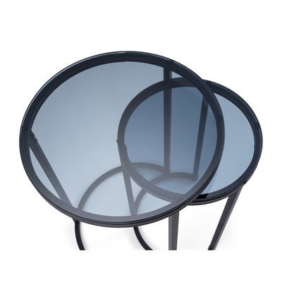 Chicago Round Nesting Side Tables Smoked Glass