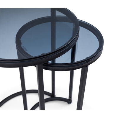 Chicago Round Nesting Side Tables Smoked Glass
