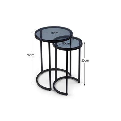 Chicago Round Nesting Side Tables Smoked Glass
