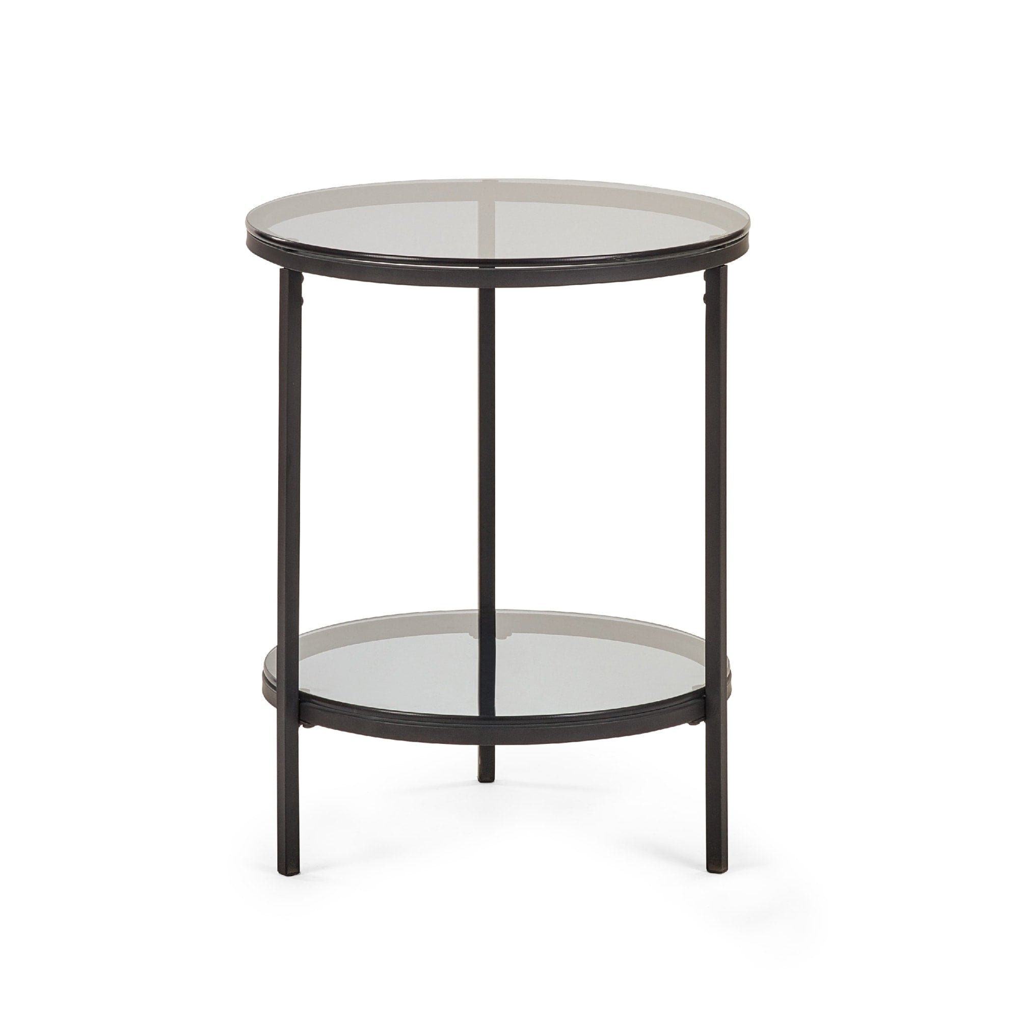 Chicago Circular Lamp Table With Shelf - Smoked Glass