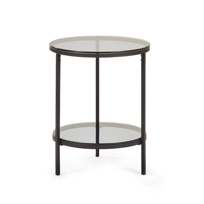 Chicago Circular Lamp Table With Shelf - Smoked Glass