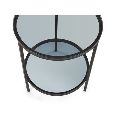 Chicago Circular Lamp Table With Shelf - Smoked Glass
