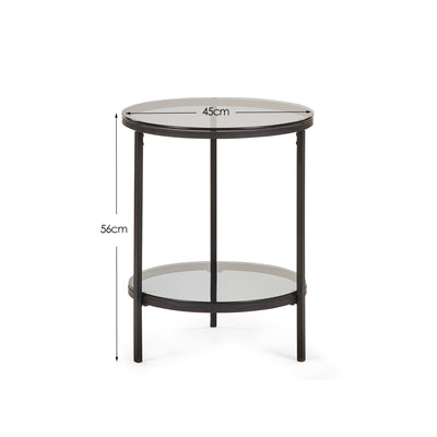 Chicago Circular Lamp Table With Shelf - Smoked Glass