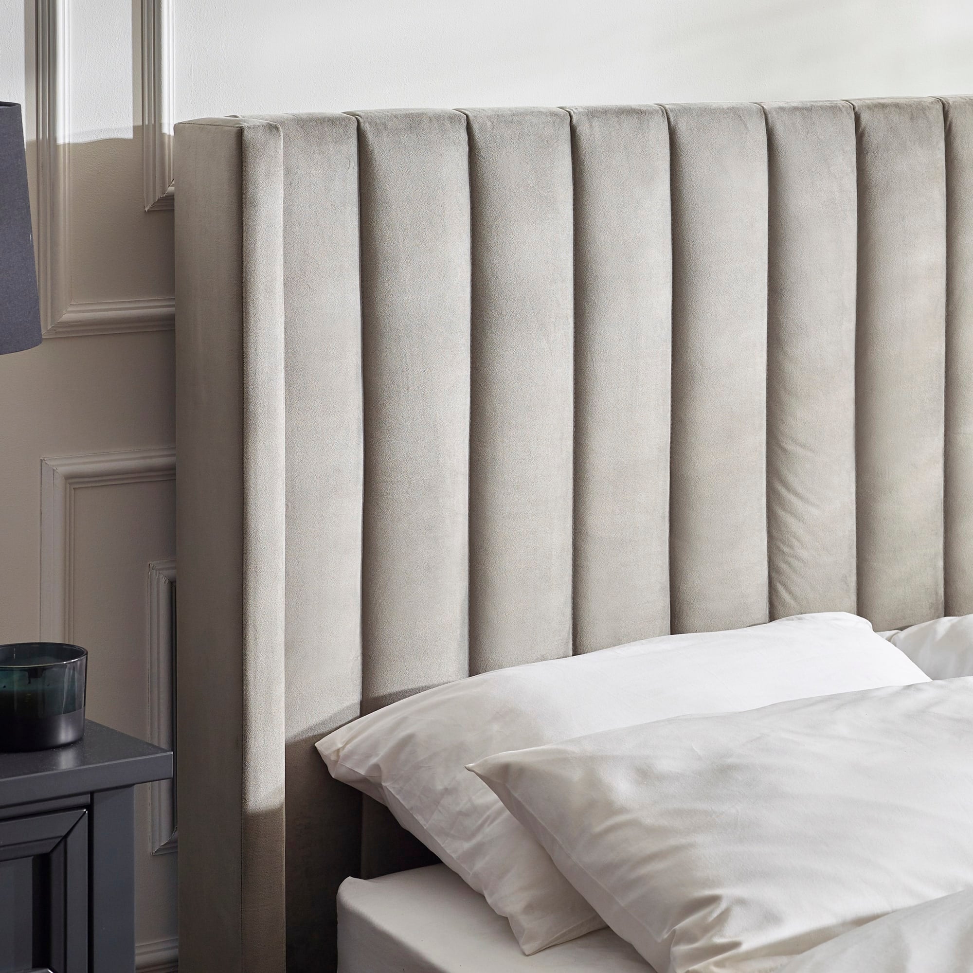 Clara Ottoman TV Double Bed 135cm - Light Grey