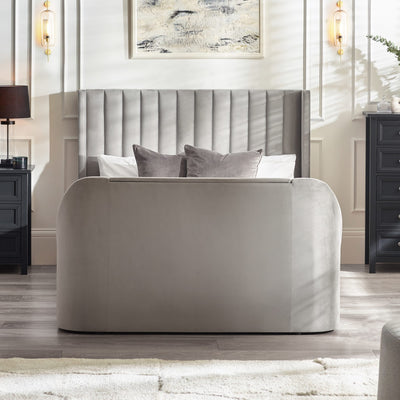 Clara Ottoman TV Double Bed 135cm - Light Grey
