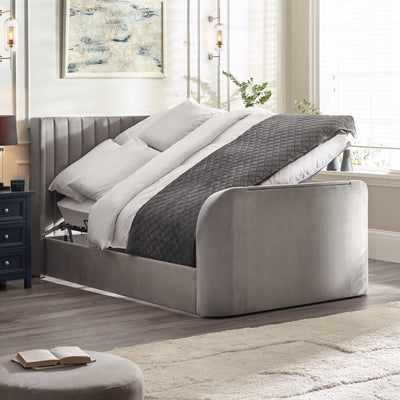 Clara Ottoman TV King Size Bed 150cm - Light Grey
