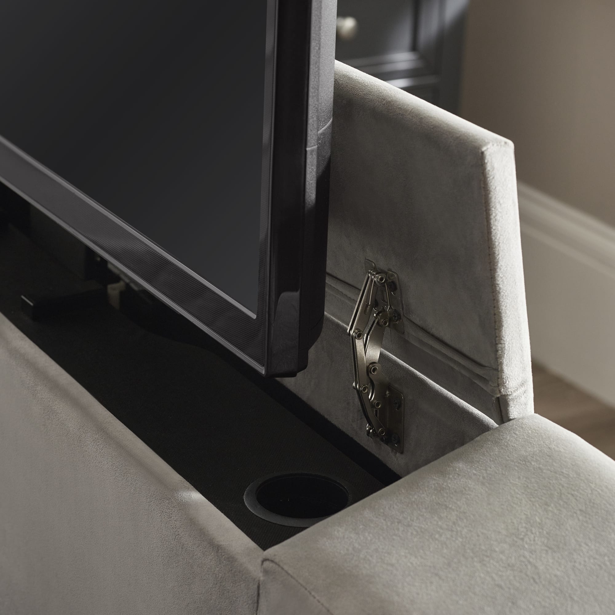Clara Ottoman TV King Size Bed 150cm - Light Grey