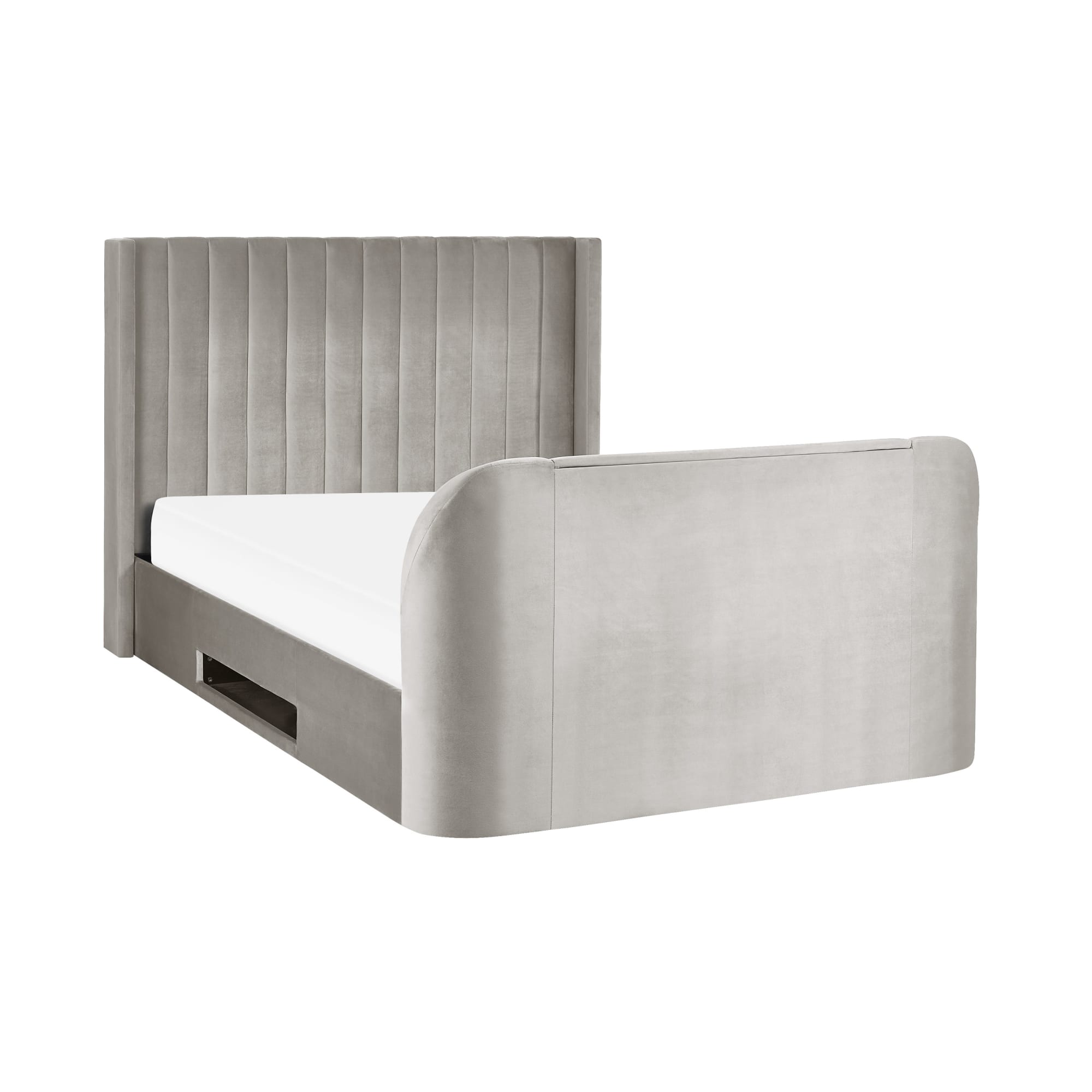 Clara Ottoman TV King Size Bed 150cm - Light Grey