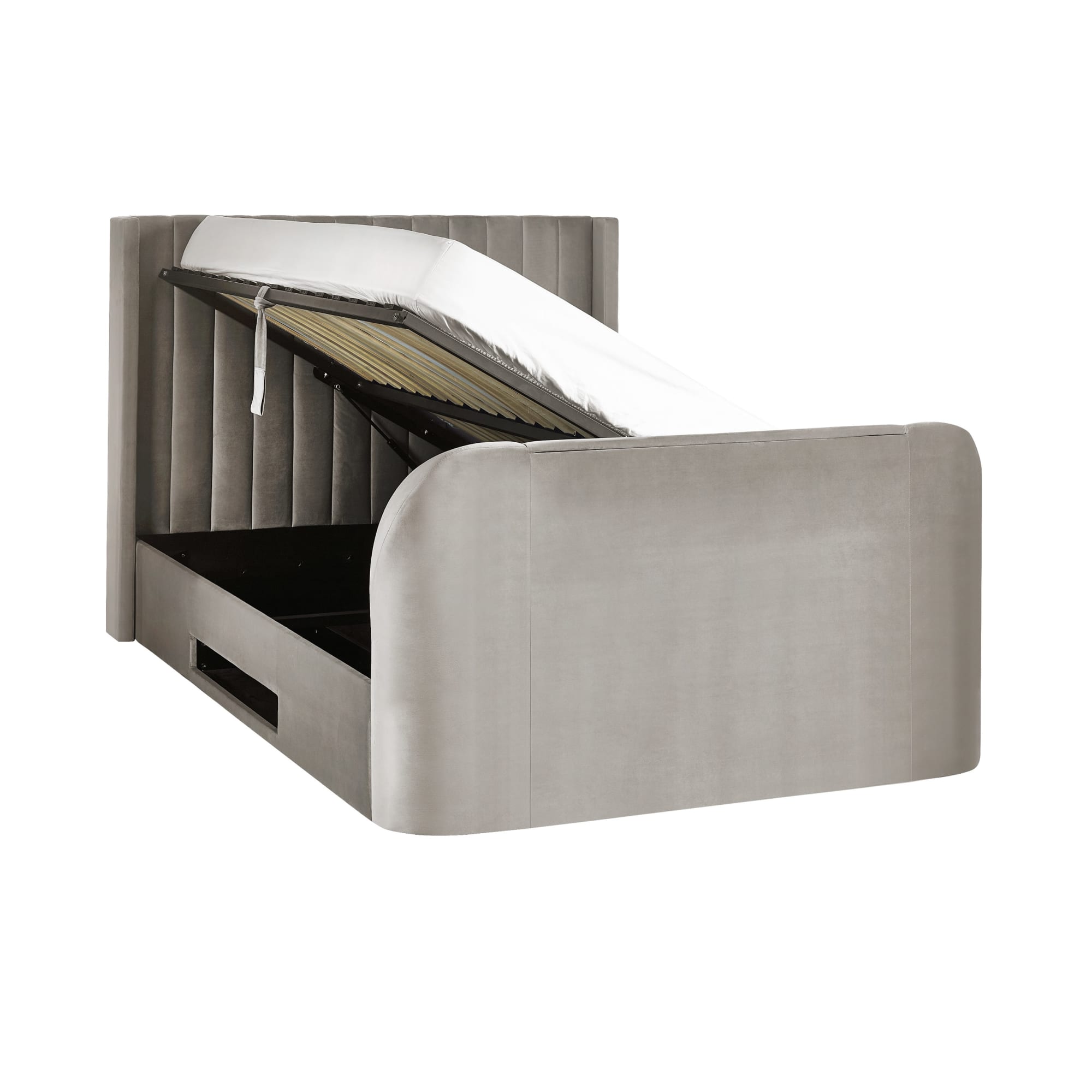 Clara Light Grey 180cm Super King TV Ottoman Storage Bed