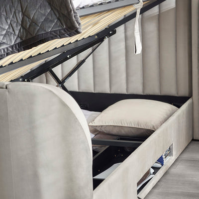 Clara Light Grey 180cm Super King TV Ottoman Storage Bed