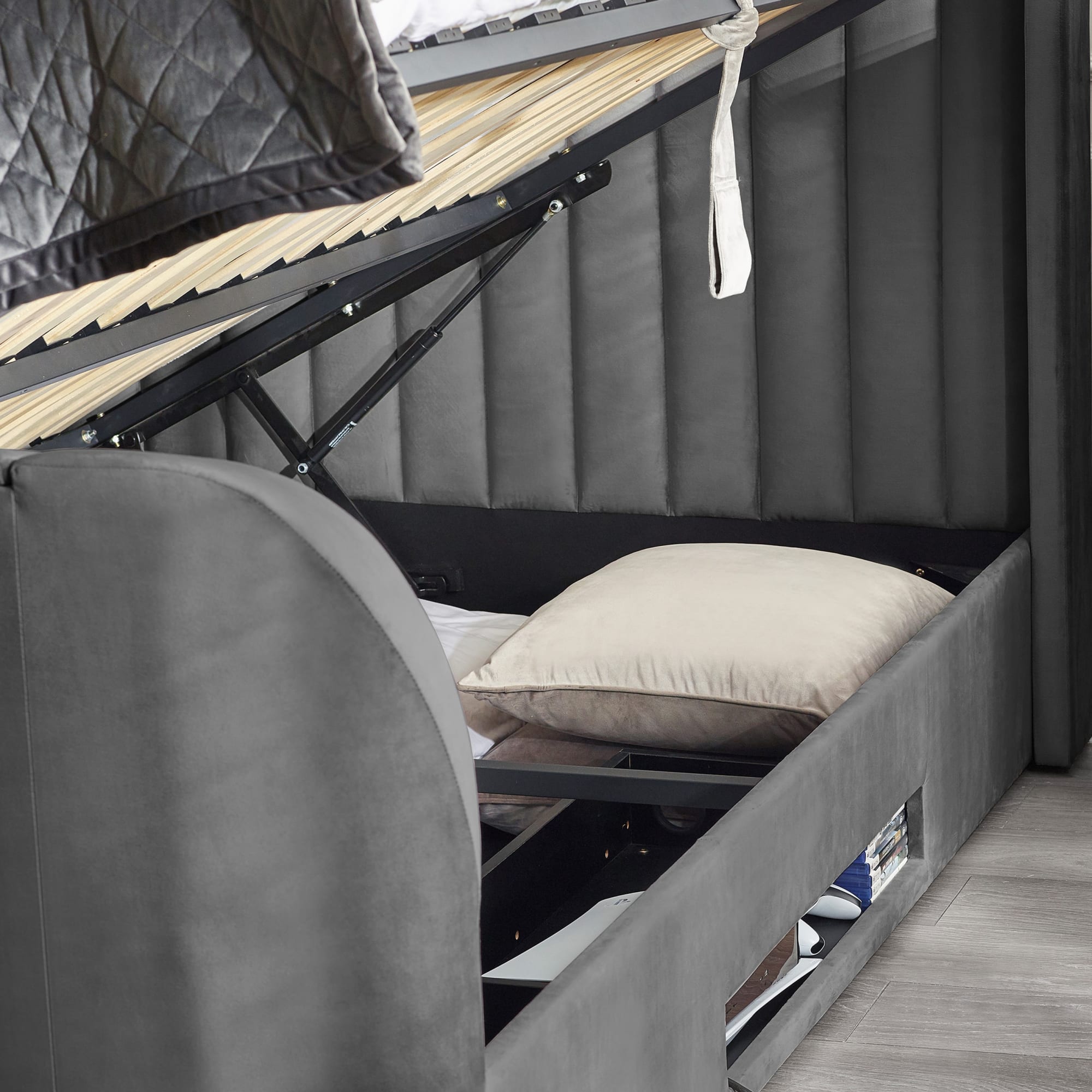 Clara Ottoman King Size TV Bed 150cm - Dark Grey