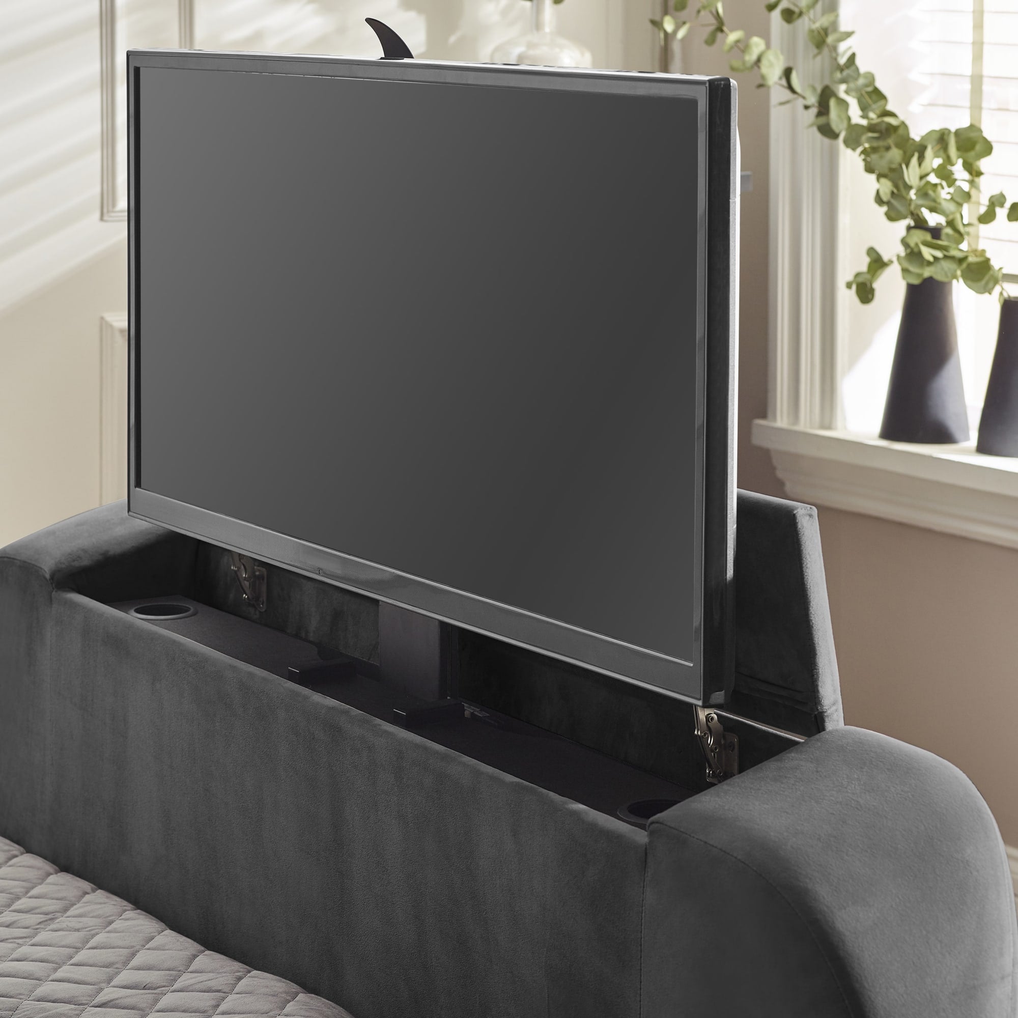 Clara Ottoman King Size TV Bed 150cm - Dark Grey