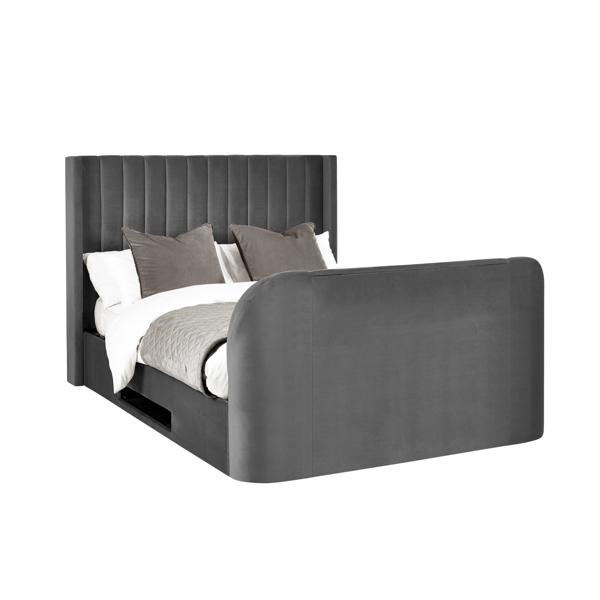 Clara Ottoman King Size TV Bed 150cm - Dark Grey