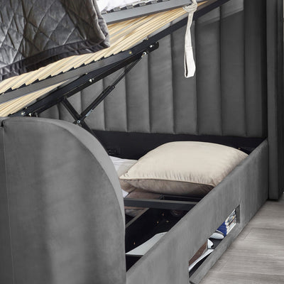 Clara Dark Grey 180cm Super King TV Ottoman Storage Bed