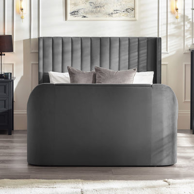 Clara Dark Grey 180cm Super King TV Ottoman Storage Bed