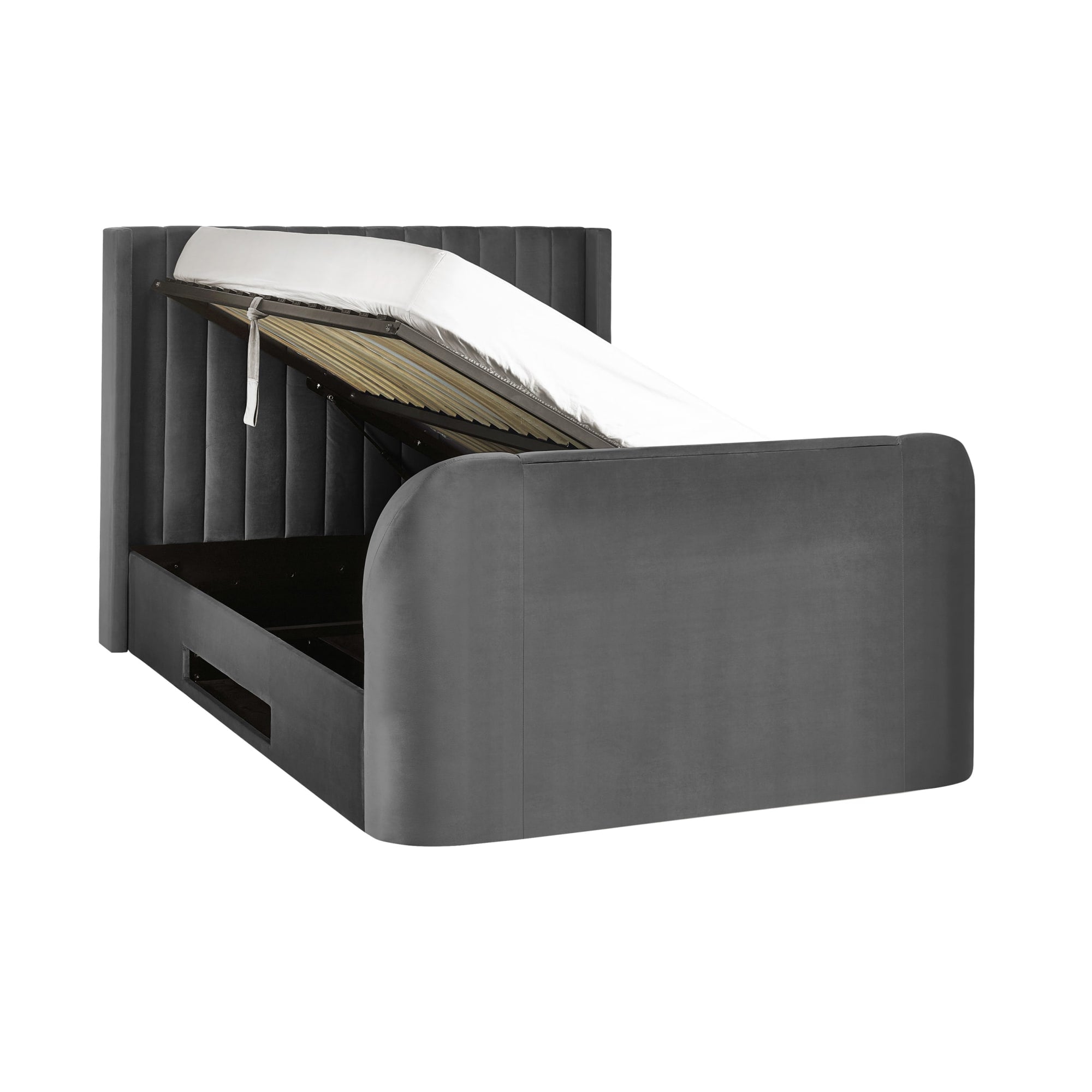 Clara Dark Grey 180cm Super King TV Ottoman Storage Bed