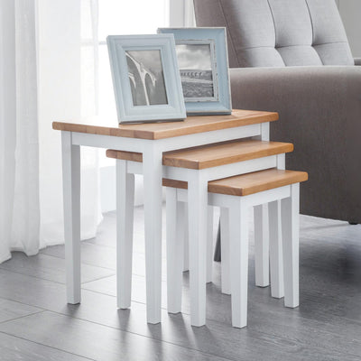 Cleo Nest Of Tables - White / Natural Oak
