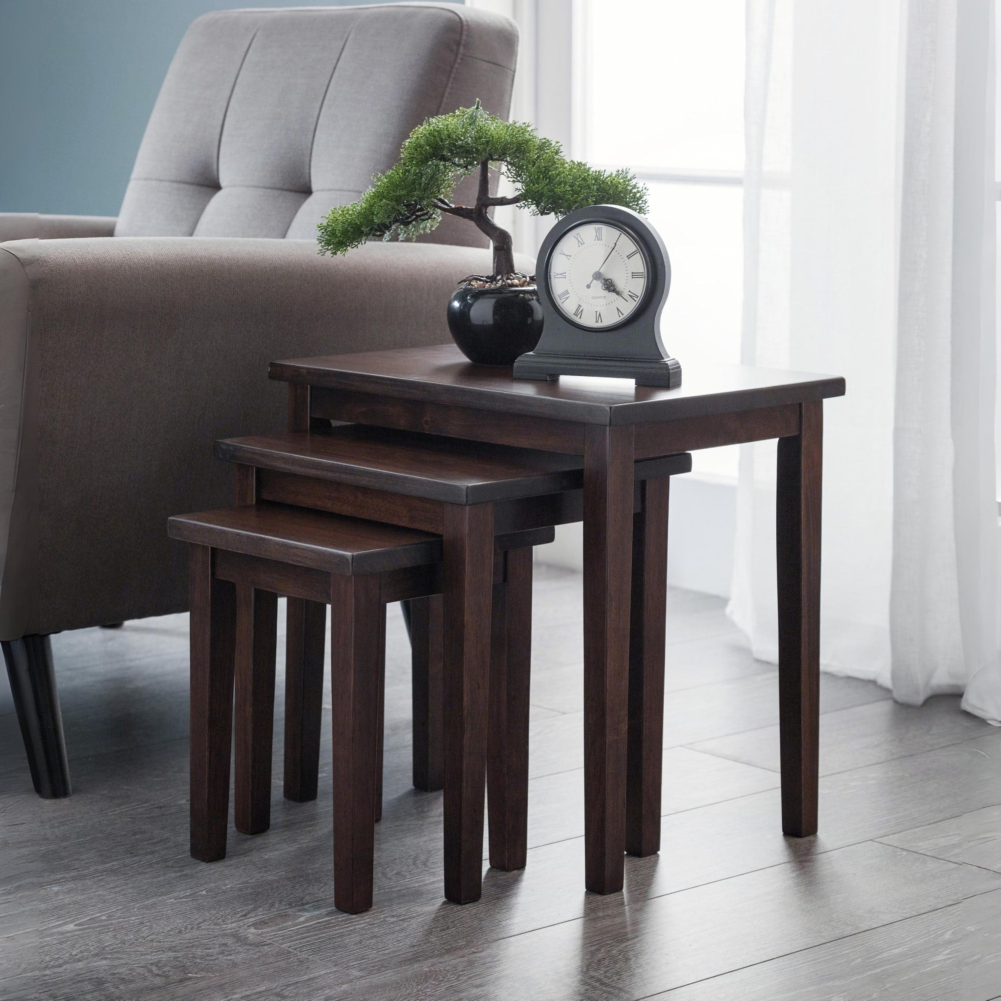 Cleo Nest Of Tables - Mahogany Finish
